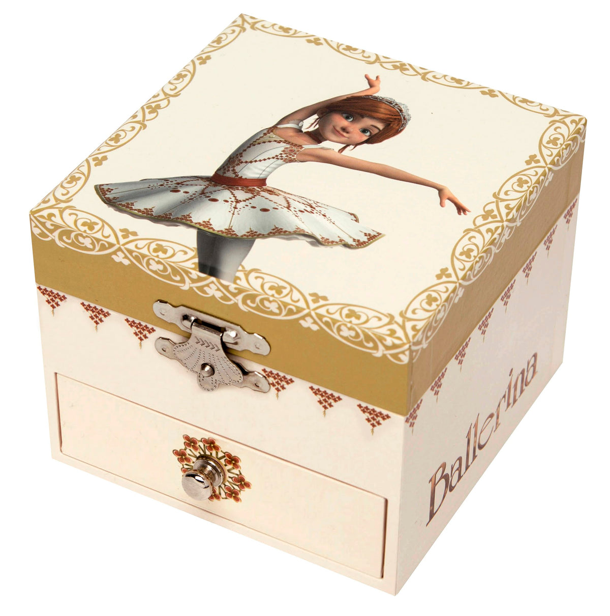 18-note musical jewellery box made of wood with FÃ©licie, the little dancing ballerina from the cartoon "Ballerina" : Swan lake (P. I. TchaÃ¯kovski)