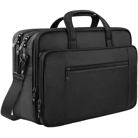 Mancro Laptop Bag 17 Inch, Large Laptop Messenger Shoulder Bag Expandable with 2 Compartments for Men Women, Waterproof Business Travel Work Bag Briefcase for 17 inch Notebook Computer Tablet, Black