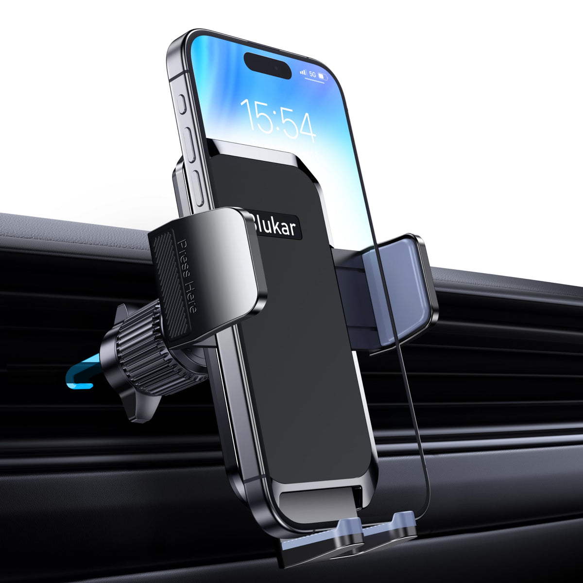 Blukar Car Phone Holder, Air Vent Car Phone Mount Cradle for Car 360Â° Rotation [2023 Upgraded Ultra Stable Hook Clip] - One Button Release Function for iPhone, Galaxy All 4.0''-7.0'' Phones