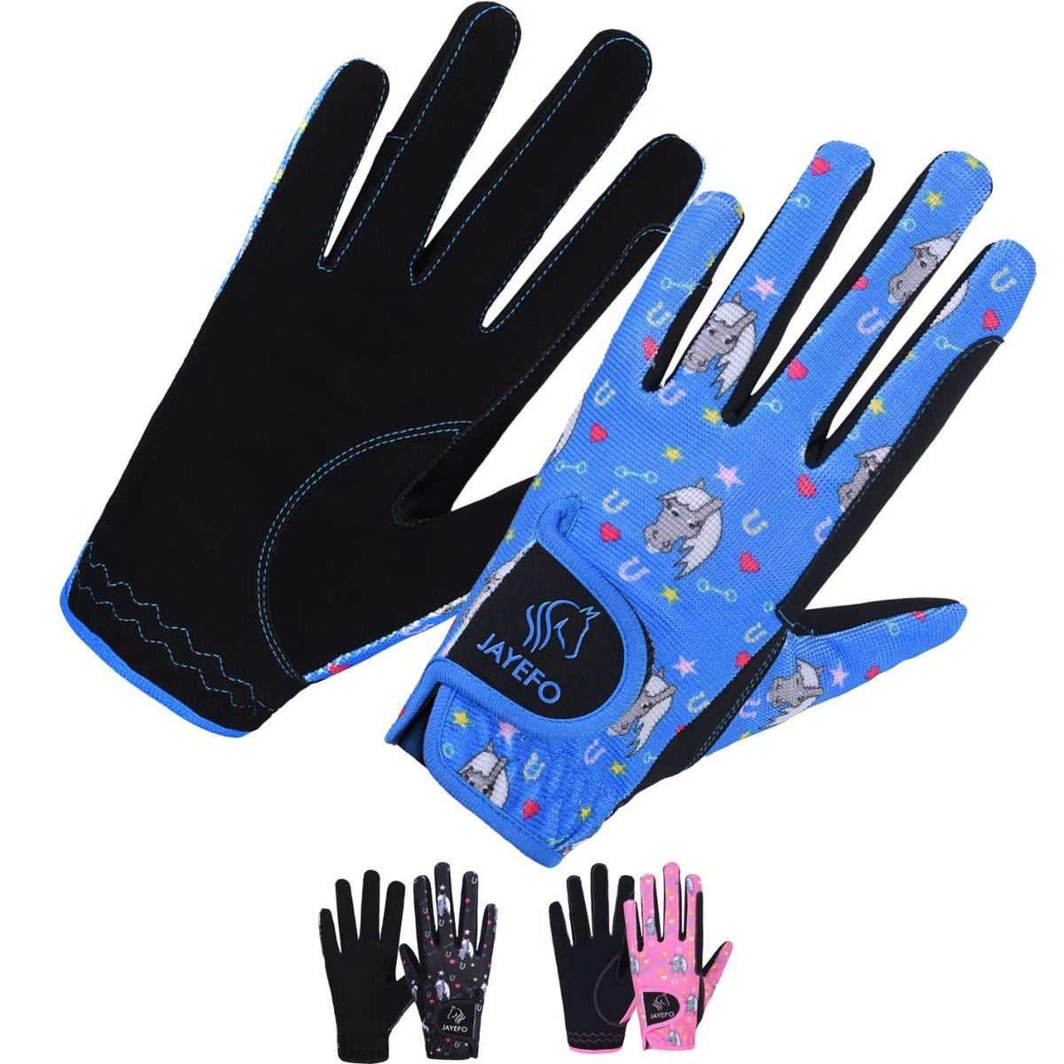 Jayefo Horse Riding Gloves Kids - Multi Purpose Lightweight Childs Riding Gloves for Boys & Girls, Non Slip Equestrian Gloves Breathable Stretched Sweat Absorbent Fit for All Seasons | (8-10 Years)