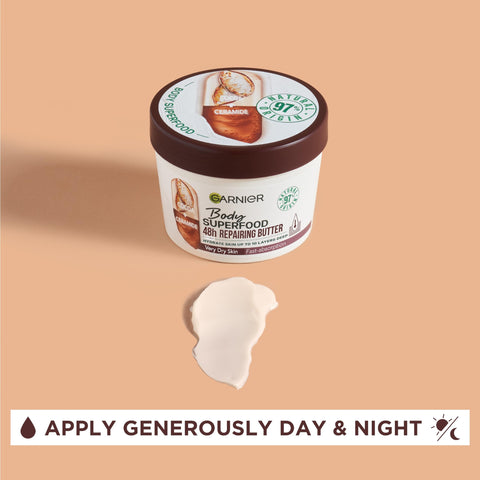 Garnier Body Superfood, Repairing Body Butter, with Cocoa & Ceramide, Body Butter for Very Dry Skin, Vegan Formula, 300ml