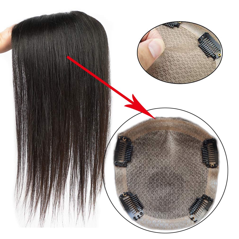 Top Hairpieces Suitable for Thinning Hair Loss Human Hair Toppers for Women 4BB-Clips in Hair Extensions Natural Black 35cm / 14 Inch