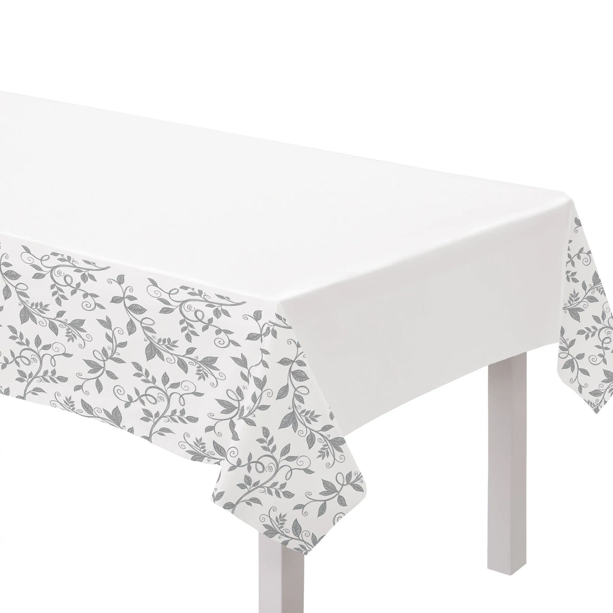 Amscan 25th Anniversary Silver Plastic Table Cover - 54" x 102", 6 Ct