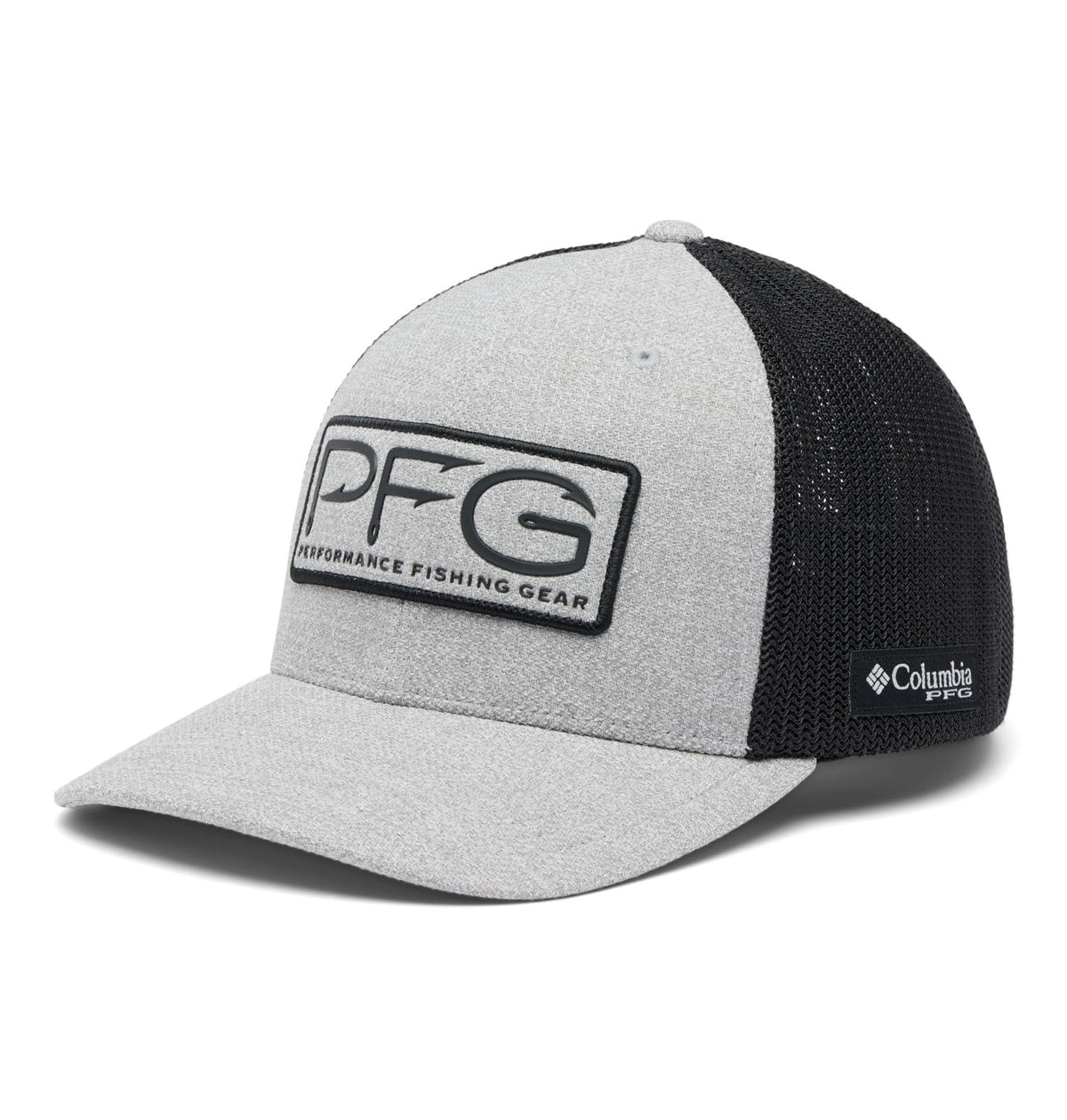 Columbia Unisex PFG Hooks Mesh Ball Cap, Cool Grey Heather/Black, Small/Medium