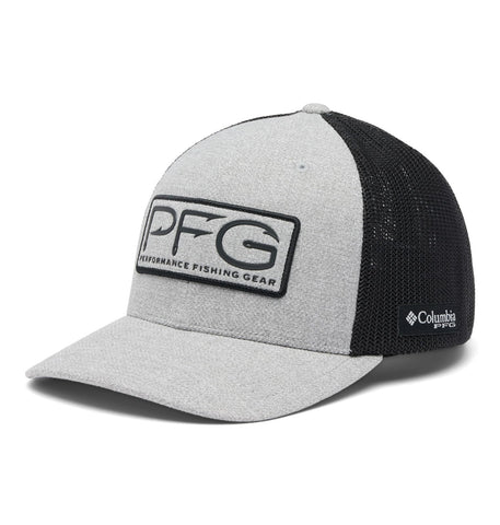 Columbia Unisex PFG Hooks Mesh Ball Cap, Cool Grey Heather/Black, Small/Medium