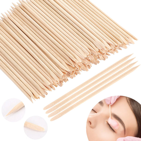 JANYUN Hair Removal 200 Pcs Eyebrow Wax Sticks, Wooden Waxing Spatulas for Small Detailed Areas, Orange Wood Nail Sticks