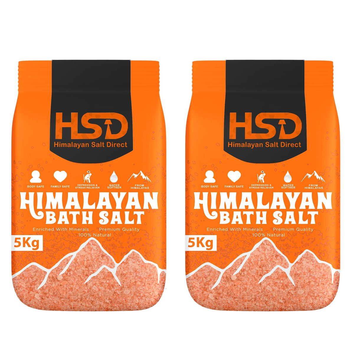 5kg Bath Salt Pack, Total Body Therapy, 100% Pure Premium Quality Bath Salt Traditional Bath soak, Easily dissolvable Grain, Vegan, All Natural Ingredients,nourishes Dry & Irritated Skin (Pack of 2)