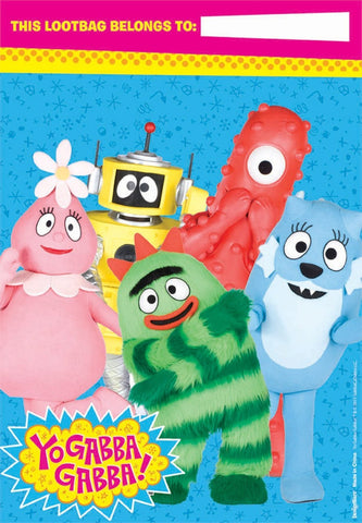 Amscan Hip and Hop Yo Gabba Gabba Loot Bags Birthday Party Supplies, 9 x 6-1/2", Blue