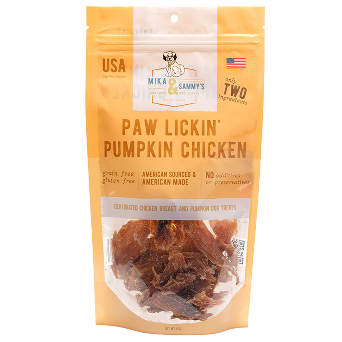 Mika & Sammy's Gourmet Chicken Jerky Dog Treats Made in The USA. (Paw Lickin Pumpkin Chicken 5 oz)