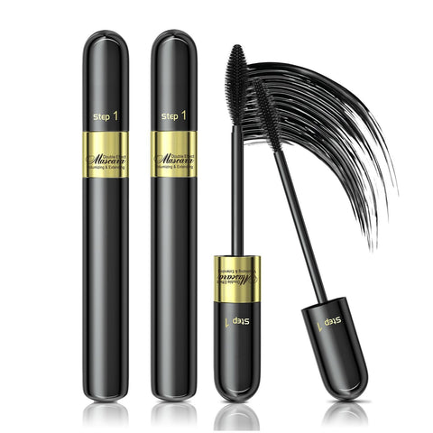 Tubing Mascara Black Waterproof Smudge-Proof Mascara Volume and Length for Eye Makeup 2-1 Long-Lasting Mascara Quick Dry No Clumping, Curling Eyelashes, Vegan & Not Tested on Animals, 2 Count