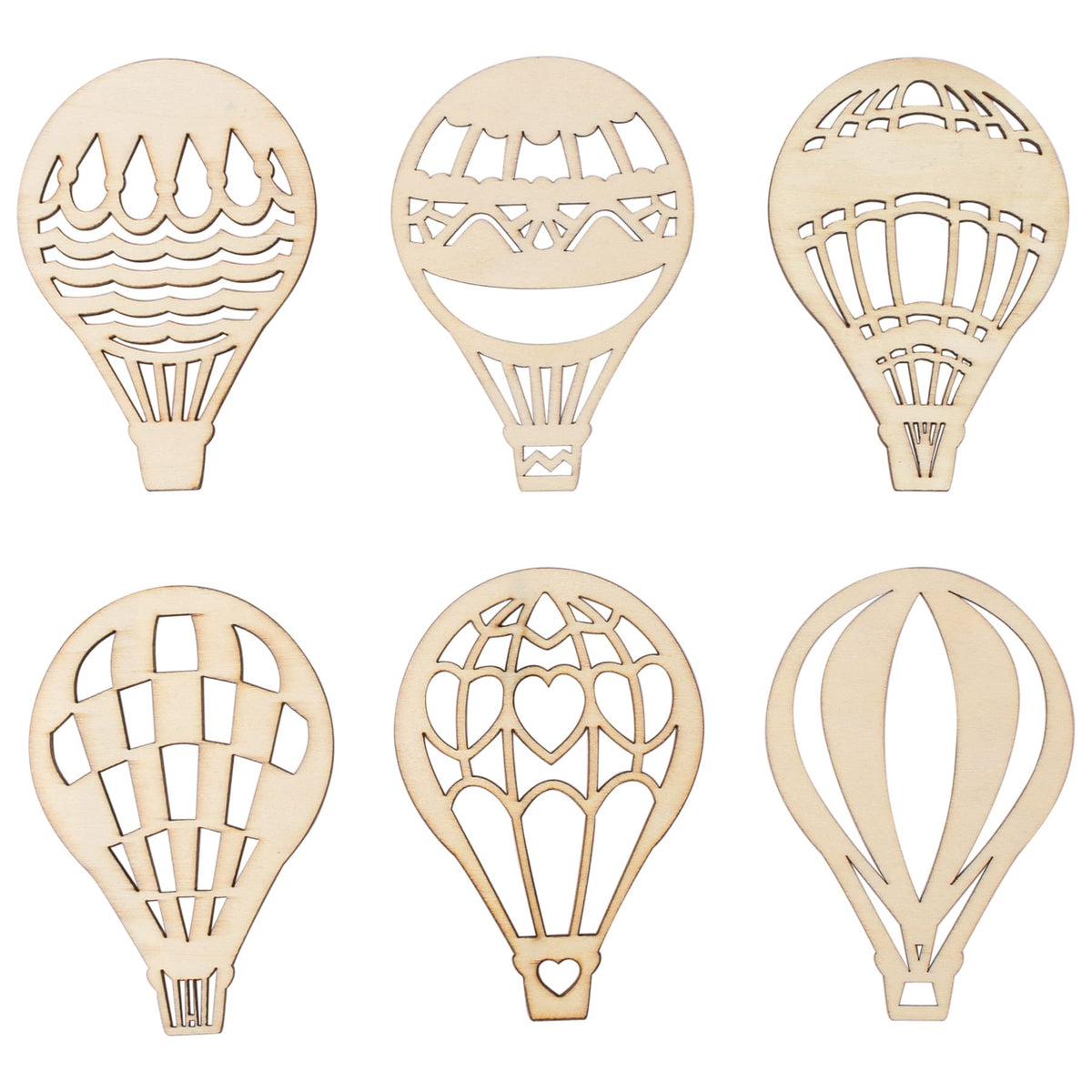 Framendino, 30 Pack Unfinished Wooden Cutouts Hot Air Balloon Shape Wood Pieces Balloon Cutout for DIY Craft Home Decoration