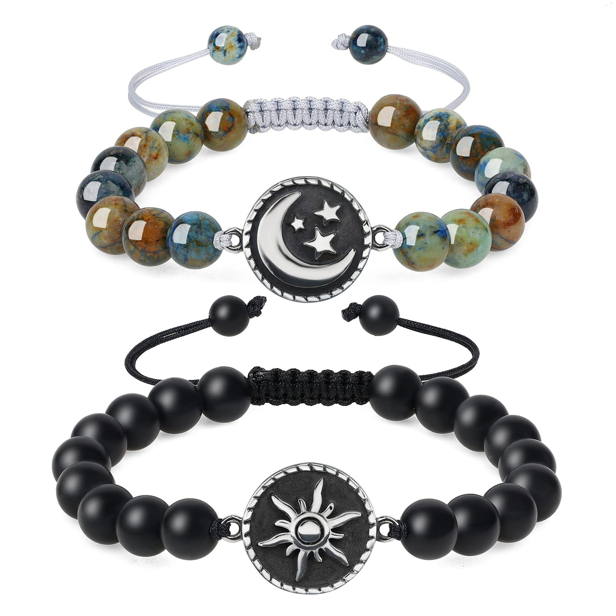 COAI My Sun and Stars Moon of My Life Onyx Azurite Stone Matching Couples Bracelets