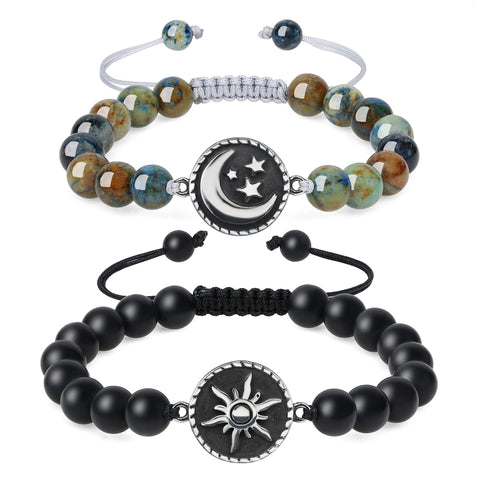 COAI My Sun and Stars Moon of My Life Onyx Azurite Stone Matching Couples Bracelets