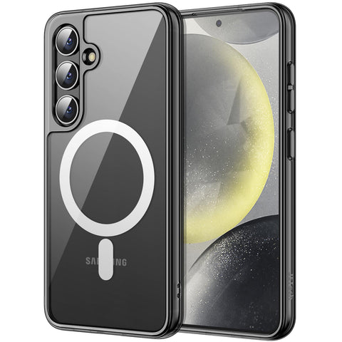 JETech Magnetic Case for Samsung Galaxy S24+ / S24 Plus 5G, Compatible with MagSafe, Shockproof Protective Phone Cover, Non-Yellowing Hard Clear PC Back (Black)