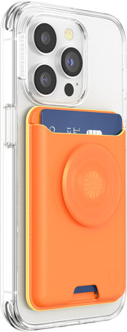 PopSockets Softgoods Phone Wallet with Expanding Grip and Adapter Ring for MagSafe, Phone Card Holder, Wireless Charging Compatible, Wallet Compatible with MagSafeÂ® - Cantaloupe