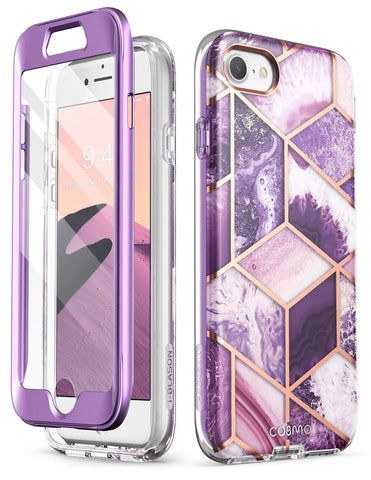 i-Blason Cosmo Series Case for iPhone SE 2022 (3rd Gen)/iPhone SE 2020 (2nd Gen)/iPhone 7/iPhone 8, Stylish Protective Bumper Case with Built-in Screen Protector (Ameth)