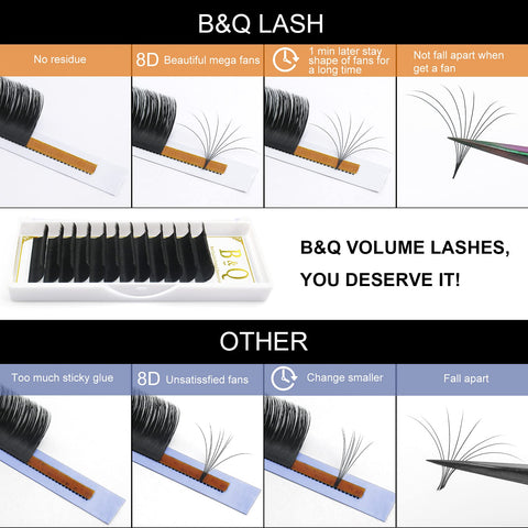 1 Tray Volume Lash Extensions C-0.10-15-20MIX Easy Fan Volume Lashes B&Q LASH C CC D DD Curl Easy Fan Lashes Eyelash Extensions Supplies Fan Lashes for Eyelash Extensions (C-0.10,15-20MIX)
