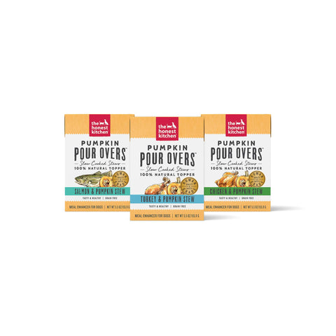 The Honest Kitchen Pumpkin POUR OVERS Wet Toppers for Dogs (3 Pack), 5.5 oz - Variety