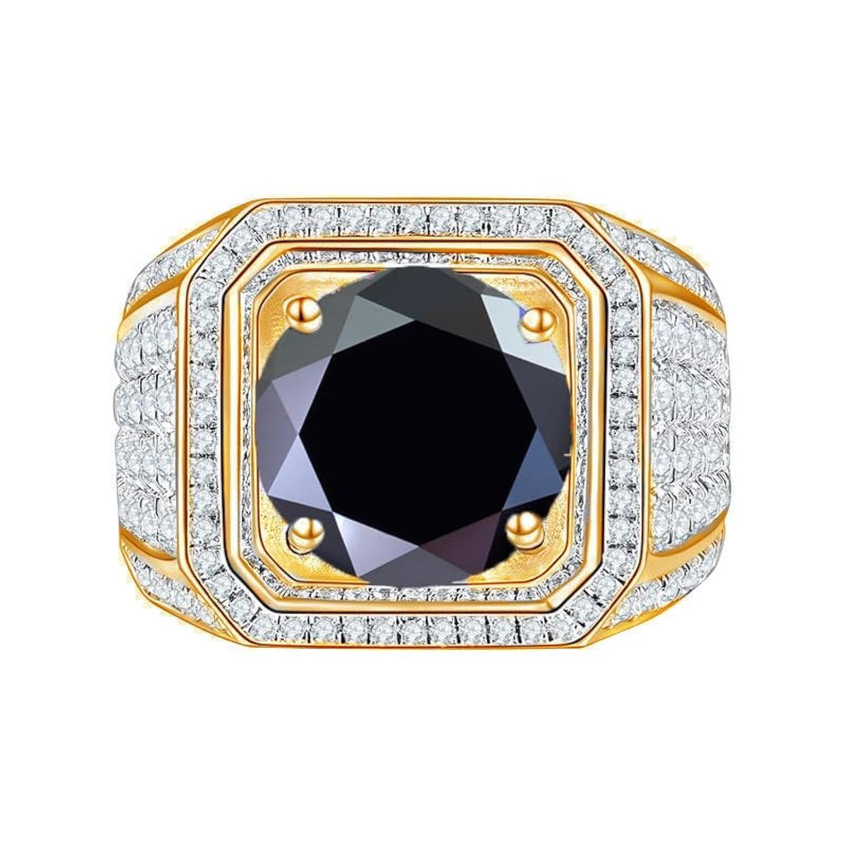 WAHZAUS Moissanite Engagement Rings for Men 1ct D Color VVS1 Diamond Rings Yellow/Blue/Green Moissanite Wedding Bands with Certificate (Black,7)