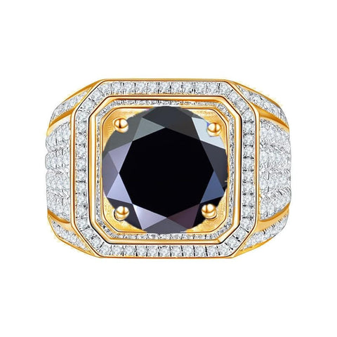 WAHZAUS Moissanite Engagement Rings for Men 1ct D Color VVS1 Diamond Rings Yellow/Blue/Green Moissanite Wedding Bands with Certificate (Black,7)