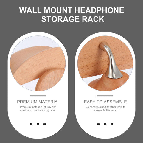 UKCOCO 1 Set Headset Solid Wood Headphone Stand Wood Bracket Wall Mounted Holder Wooden Stand PC Gaming Headset Stand Headphone Rack Headphone Wall Rack Office Headset Rack Headset Holder
