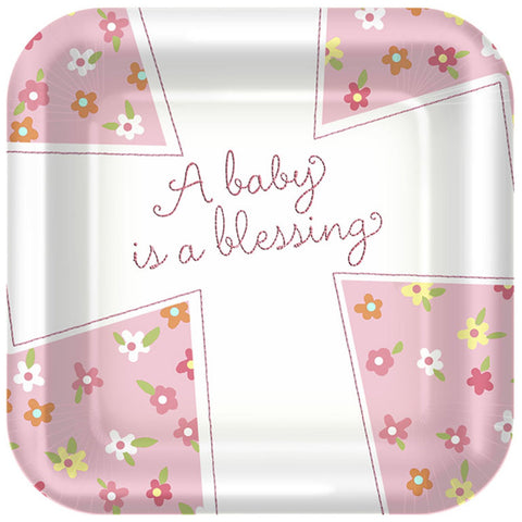 Blessed Baby Shower Girl 7" Dessert Plate - 8/Pkg.