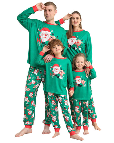 NMVB Family Christmas Pyjamas Set, Santa Elk Print Long Sleeve Christmas Family Pajamas Matching Sets, Matching Christmas Pjs for Family
