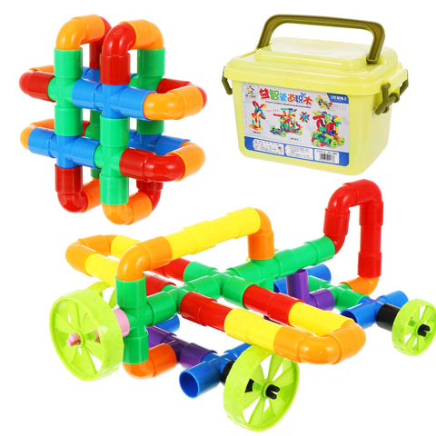 TOYANDONA 1 Set/ 88pcs Pipe Tube Toy Plastic Water Pipe Building Blocks STEM Tube Locks Construction Kit Kids Sensory Toys Educational Toy
