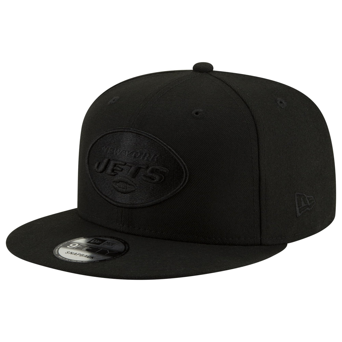 New Era NFL 9FIFTY Black On Black Adjustable Snapback Hat Cap One Size Fits All, New York Jets, One size