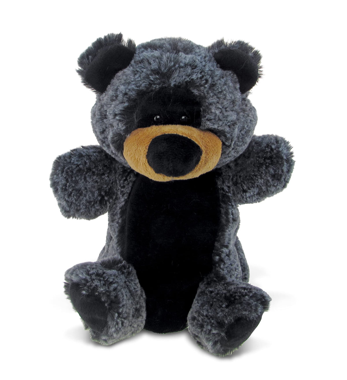 DolliBu Black Bear Plush Hand Puppet for Kids - Soft Plush Stuffed Animal Hand Puppet Toy, Puppet Show Games Puppet Theaters for Kids, Adult Cute Puppets Educational Toy to Teach Children & Toddlers
