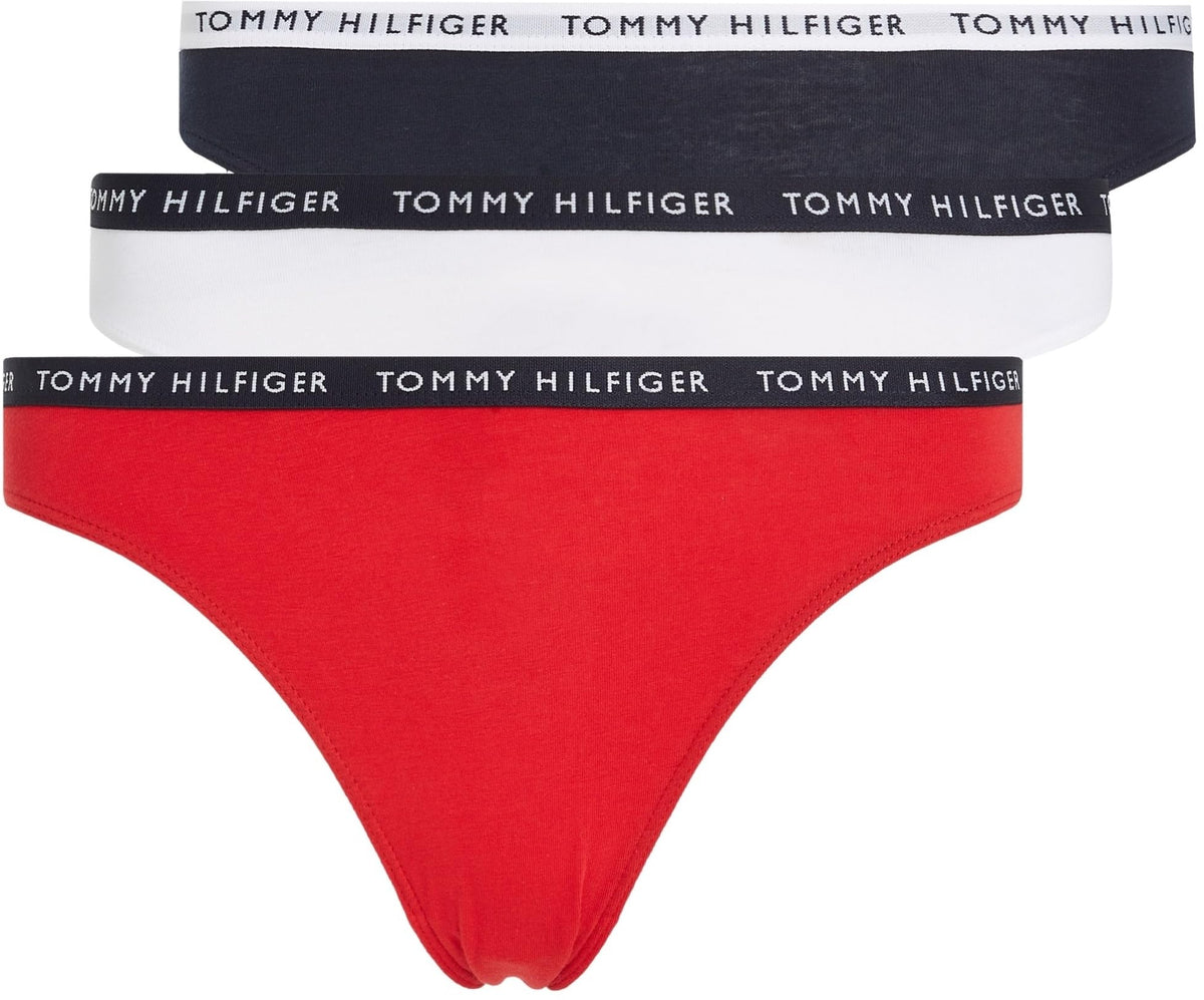 Tommy Hilfiger Women's 3p Bikini Bikini Style Underwear, Multicolour (Desert Sky/White/Primary Red), XL