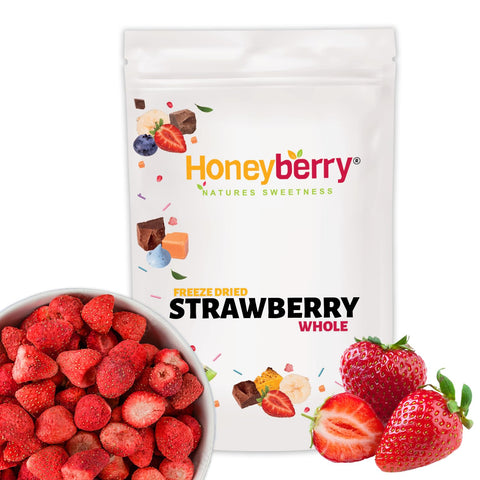 Freeze Dried Whole Strawberries 50g - No Added Sugar, 100% Natural, Gluten Free, Vegan Friendly Dry Strawberry - for Baking, Smoothies, Cake Decoration, Cocktail Garnish - Fruits for Drinks or Snacks