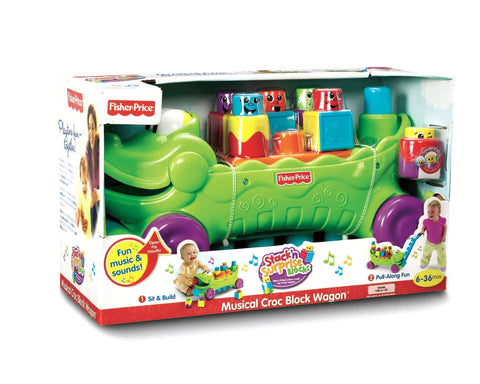 Fisher-Price Stack 'n Surprise Blocks Musical Croc Block Wagon