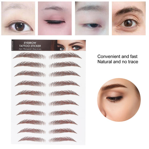 6D Eyebrow Tattoo Sticker Professional Waterproof Eyebrow Transfer Sticker Eyebrow Makeup Tool for Women and Girls (Brown)(BROWN-02)