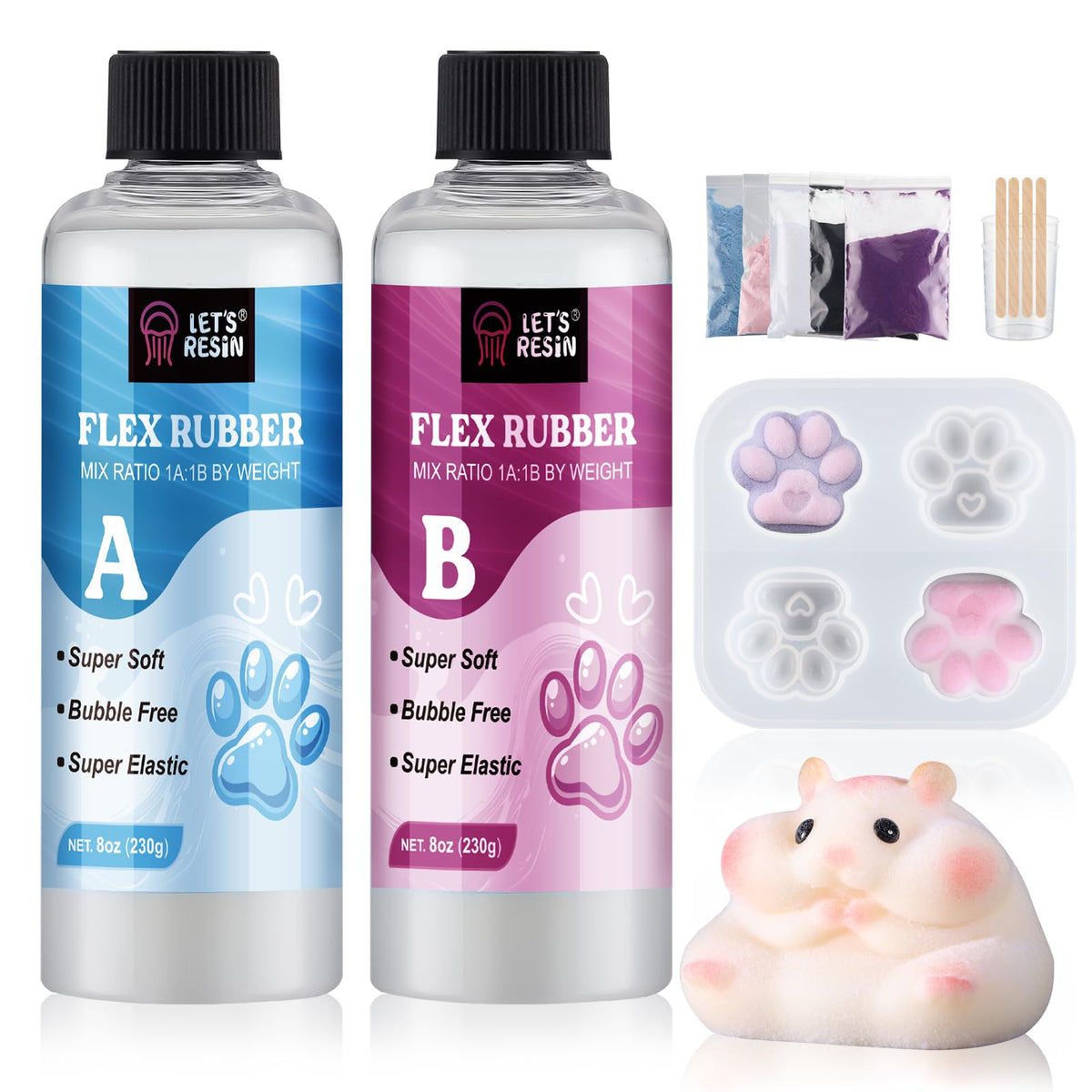 LET'S RESIN Liquid Silicone for Squishy Maker, 16oz Super Soft Silicone Rubber Making Kits -1:1 Ratio by Weight, DIY Decompression Gift