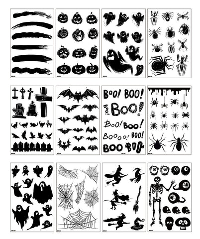 Halloween Temporary Tattoo Black Bat Spider Web Water Transfer Temporary Tattoo