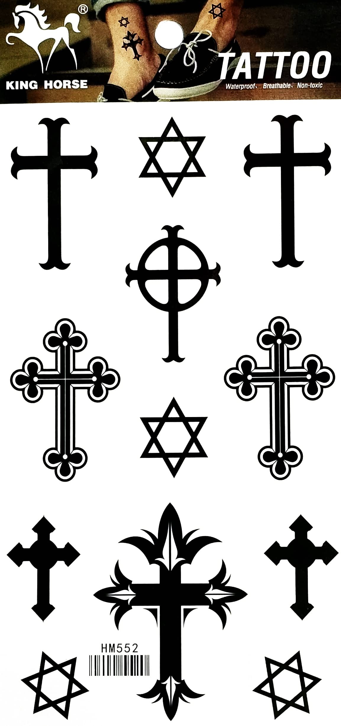 Generic Black Temporary Tattoos, 8x4 Inch, Fashionable, Waterproof, for Men, Women, Kids, Halloween, Zombie, Cosplay, Masquerade, Party, Eye-Catching, Fun