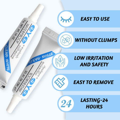 GEMERRY Lash Glue, 24H+ Strip Eyelash Adhesive, Clear, Includes 7g Lash Adhesive and 1 Brush, Cluster Lash Glue, Used for Strip Lashes and Lash Clusters DIY at Home