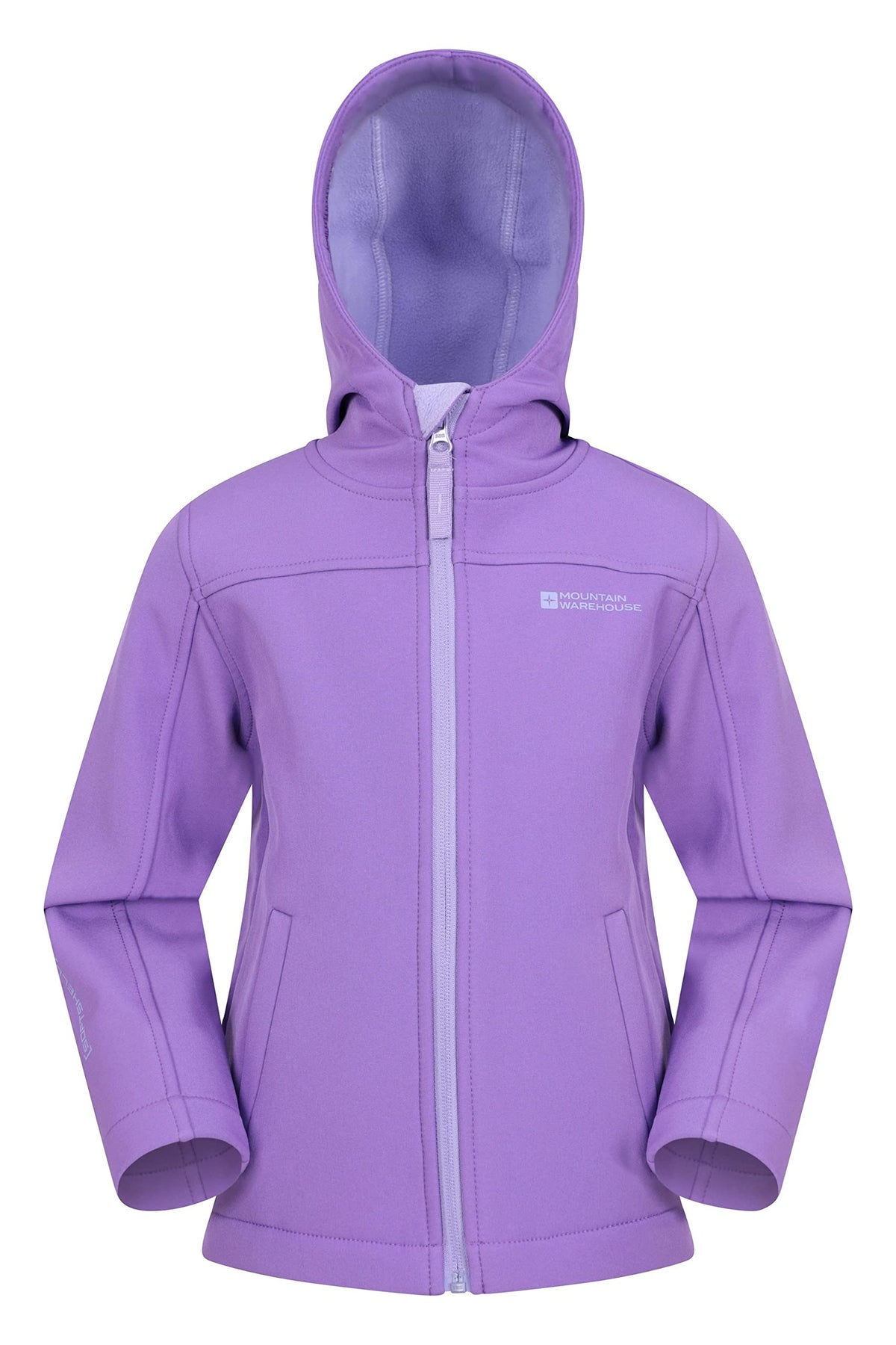 Mountain Warehouse Exodus Kids Softshell Jacket - Breathable, Wind & Water Resistant, Fleece Lined Coat for Boys & Girls - For Autumn, Winter, Hiking & Outdoors Light Purple Kids Size 9-10 Years
