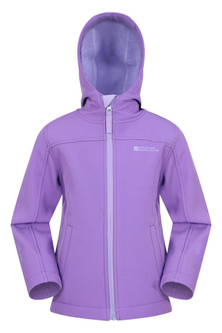 Mountain Warehouse Exodus Kids Softshell Jacket - Breathable, Wind & Water Resistant, Fleece Lined Coat for Boys & Girls - For Autumn, Winter, Hiking & Outdoors Light Purple Kids Size 9-10 Years