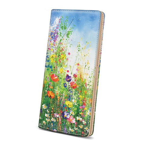 Immaturus Floral Womens Wallet, Slim Thin RFID Blocking Card Wallets, Bifold PU Leather Credit Card Holder Organizer, Cute Cash Clutch Long Billfold with Zipper Coin Pocket Ladies Girls Gift