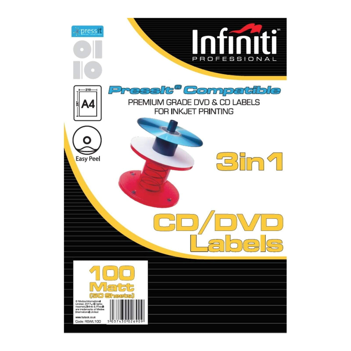 Infiniti A4 Blank PhotoGlossy White CD Label (50)