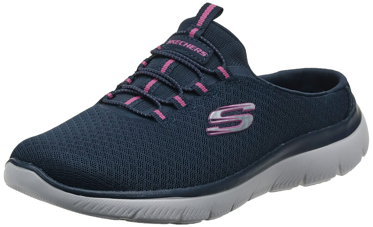 Skechers Women's Summits - Swift Step Sneaker Mule, Navy/Hot Pink, 10