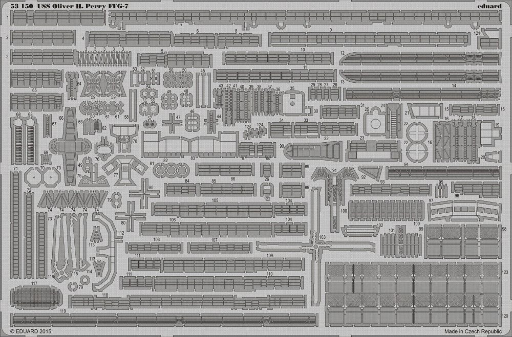 EDU53150 1:350 Eduard PE - USS Oliver H Perry FFG-7 Detail Set (for use with the Academy model kit) MODEL KIT ACCESSORY