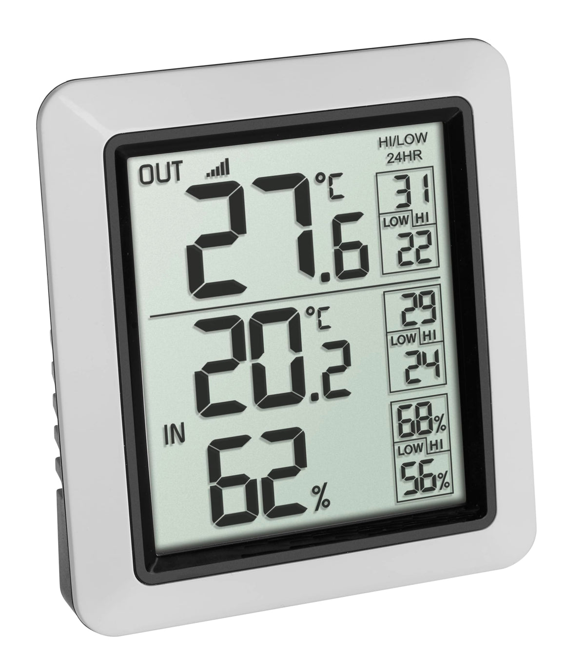 TFA Dostmann Thermometer wireless Info, 30.3065.02, indoor and outdoor, with indoor hygrometer, incl swiss precision sensor