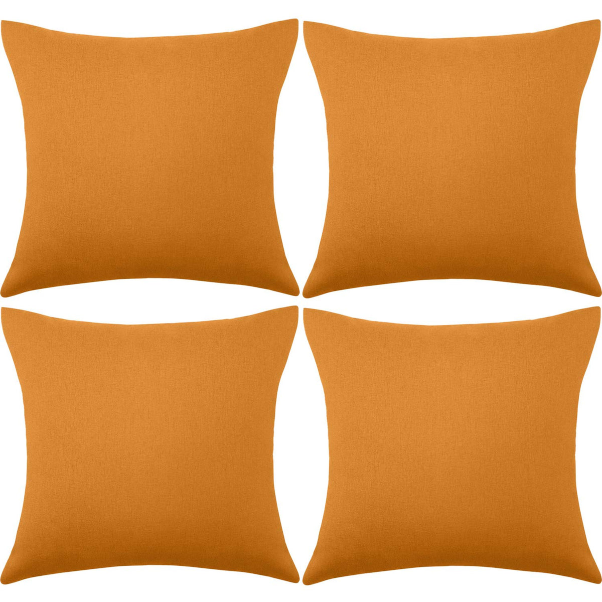 4 Pack Decorative Outdoor Waterproof Throw Pillow Covers, Square Patio Balcony Garden Waterproof Cushion Case, PU Coating Pillow Shell for Couch, Bed, Patio, Sofa, Tent,18 x 18 Inch (Light Orange)