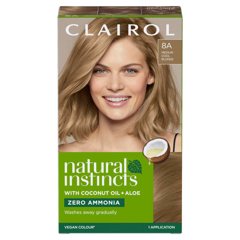 Clairol Natural Instincts Semi-Permanent No Ammonia Hair Dye, 8A Medium Cool Blonde (Packing May Vary)