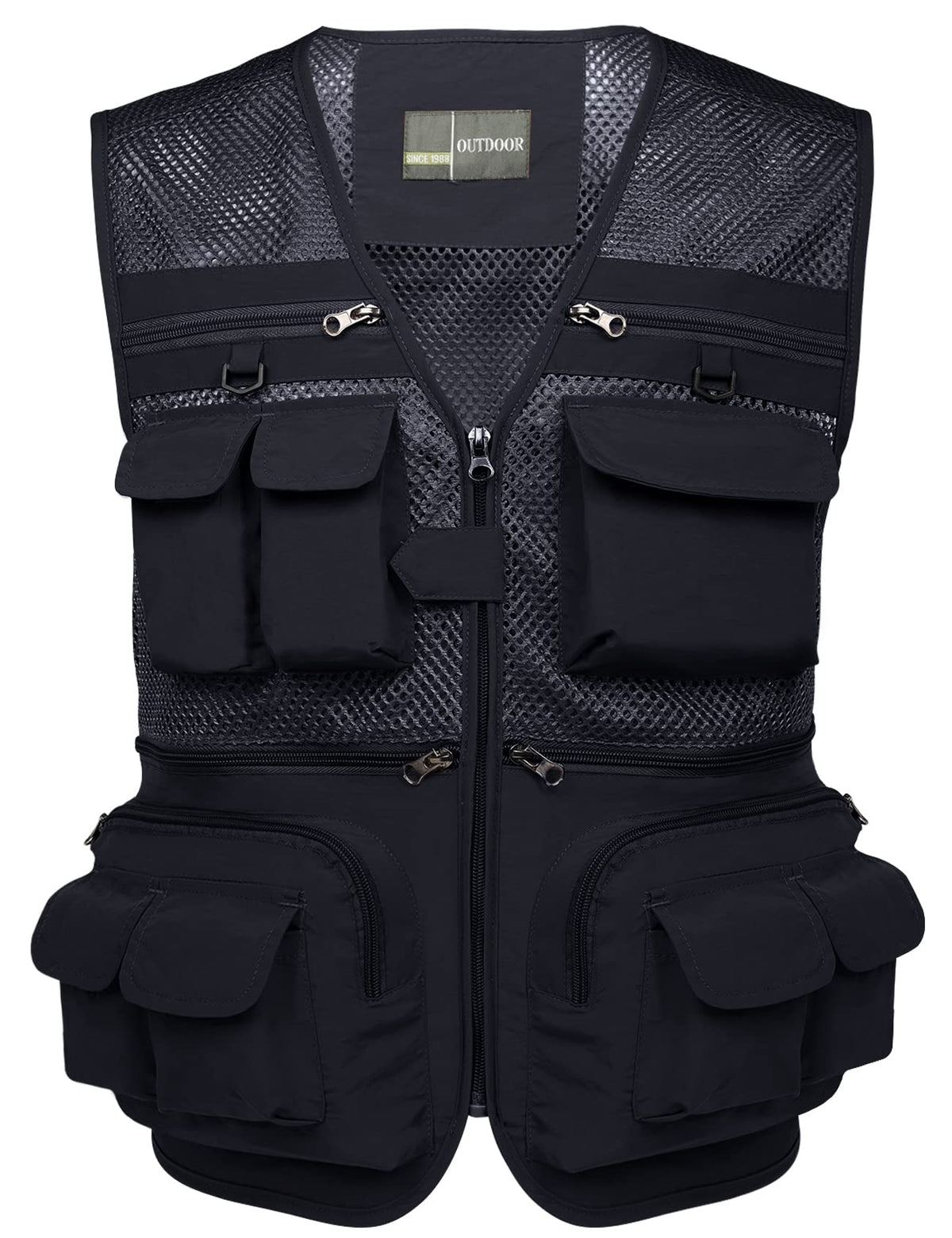 Flygo Zhusheng Men's Mesh 16 Pockets Photography Fishing Travel Outdoor Quick Dry Vest Breathable Waistcoat Jackets (Medium, Navy Blue)