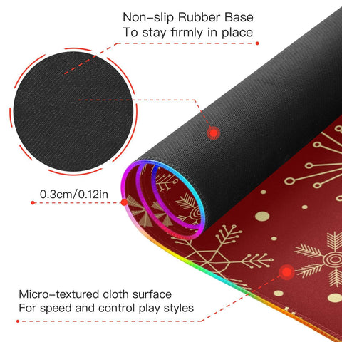 Christmas Snowflake Wireless Charging Mouse Pad for Mobile Phone Extra Large Gaming Mousepad with 13 Lighting Modes Extended Mat for Office Home Gaming MacBook PC Laptop