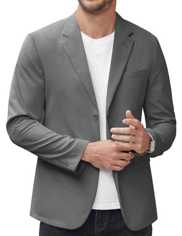 COOFANDY Men Two Button Lounge Blazer Stylish Relaxed Fit Sport Coat Suit Jacket Grey